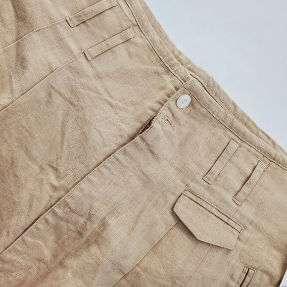 Vtg Levis Dockers Shorts Wmns 14 Linen Blend Beige Tan Bareback 32x9 80s 90s NWT - Picture 10 of 15